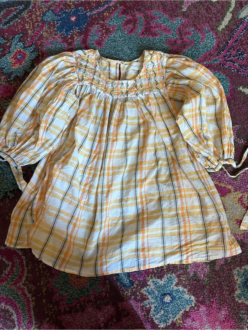 Daughters of India Yellow
Honeycomb Plaid Cotton Freya
Mini Dress Sz. S